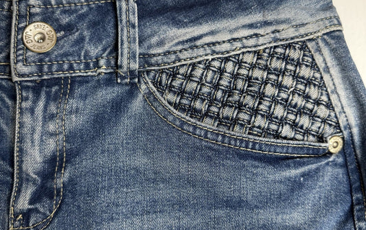 'JAG' Cross-Stitch Pocket Denim Skirt