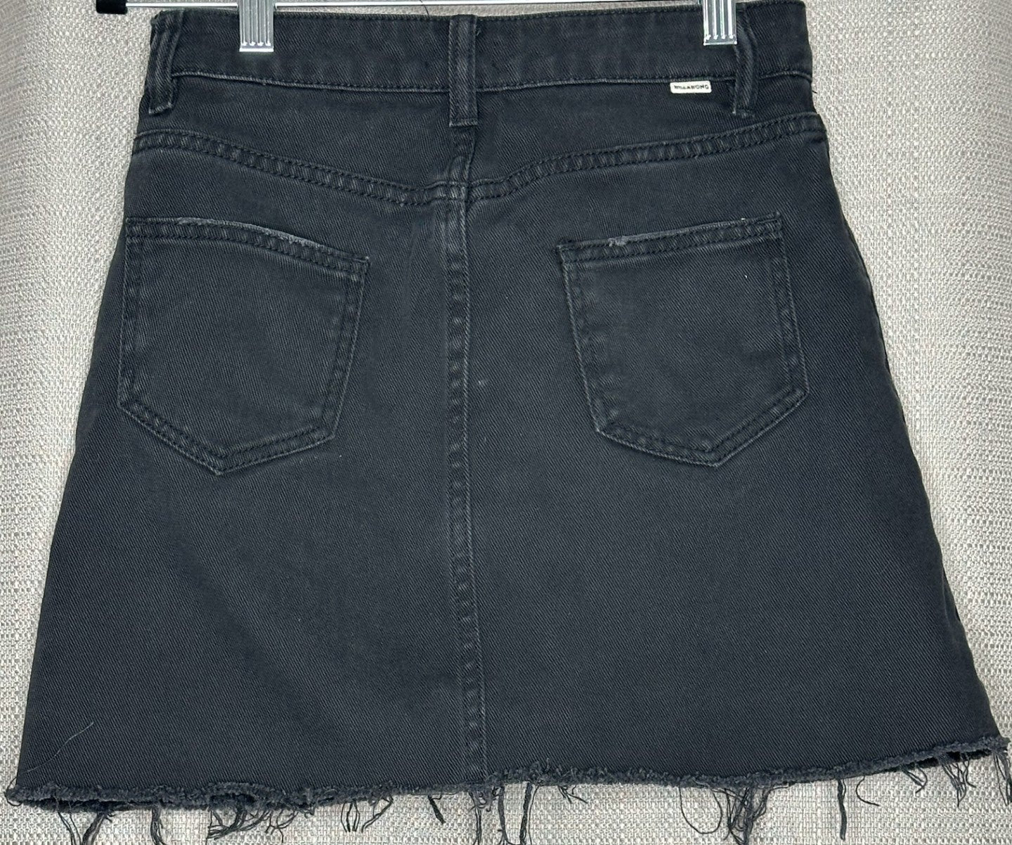 'Billabong' Frayed Black Denim Skirt