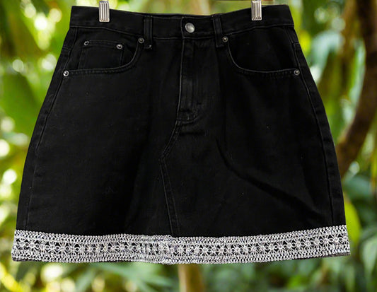 Upcycled 'Dotti' Black Denim Skirt