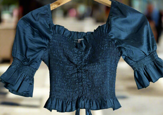 'Valley Girl' Emerald Green Ruffle Blouse