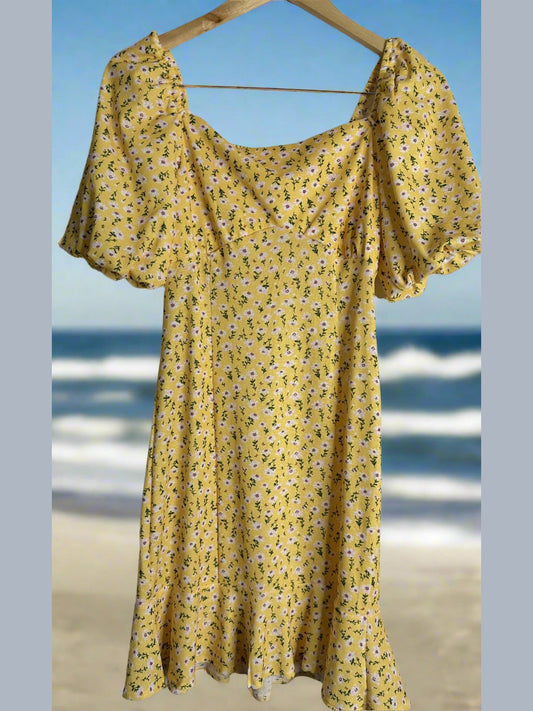 'Valley Girl' Yellow Floral Sun Dress